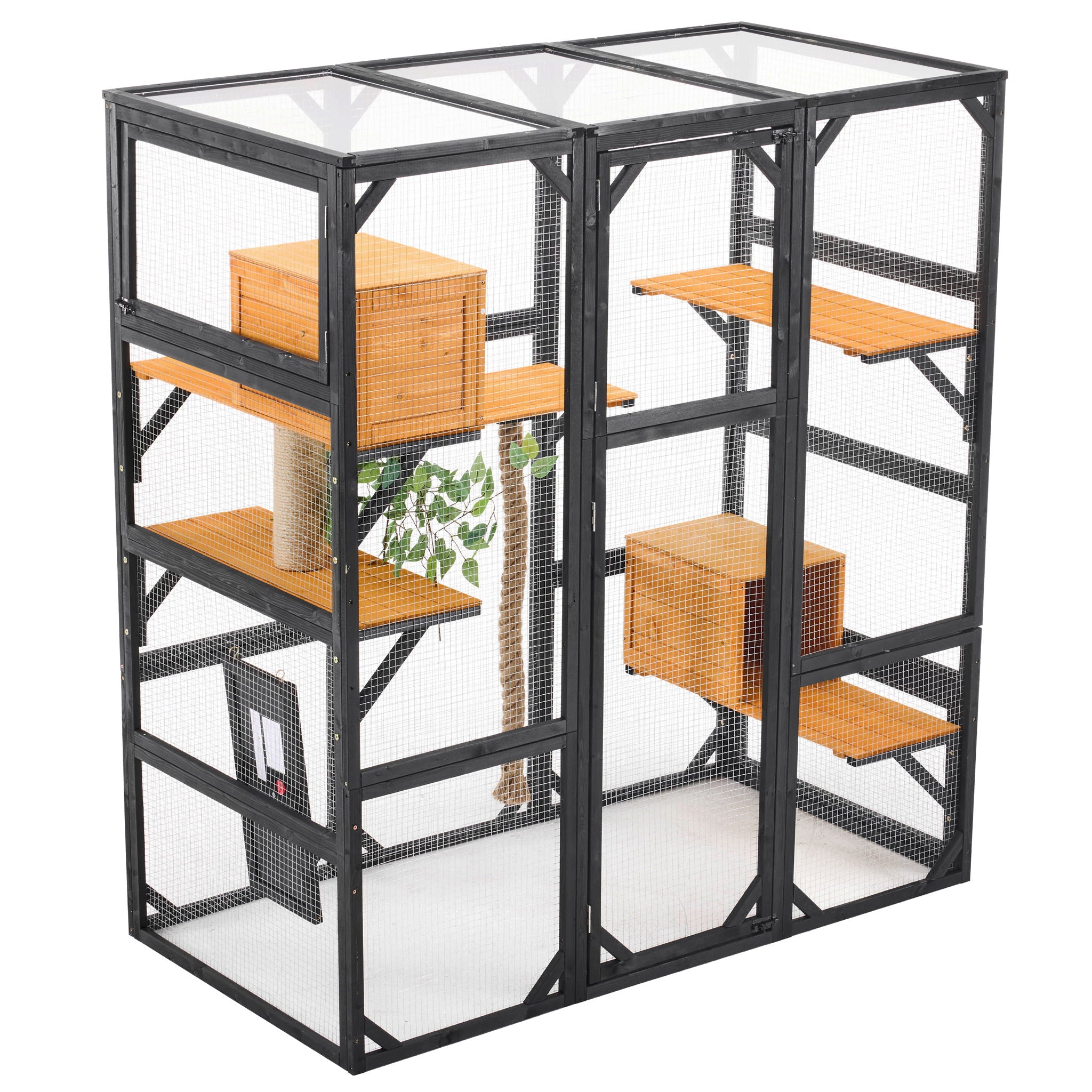Outdoor Cat House, Diy Cat Enclosure Catio With Double Enter Doors
