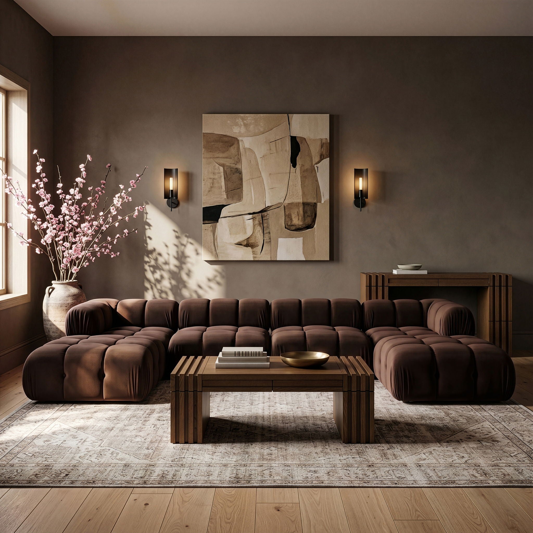 Orin - Velvet 6 Piece Modular Double Chaise Sectional