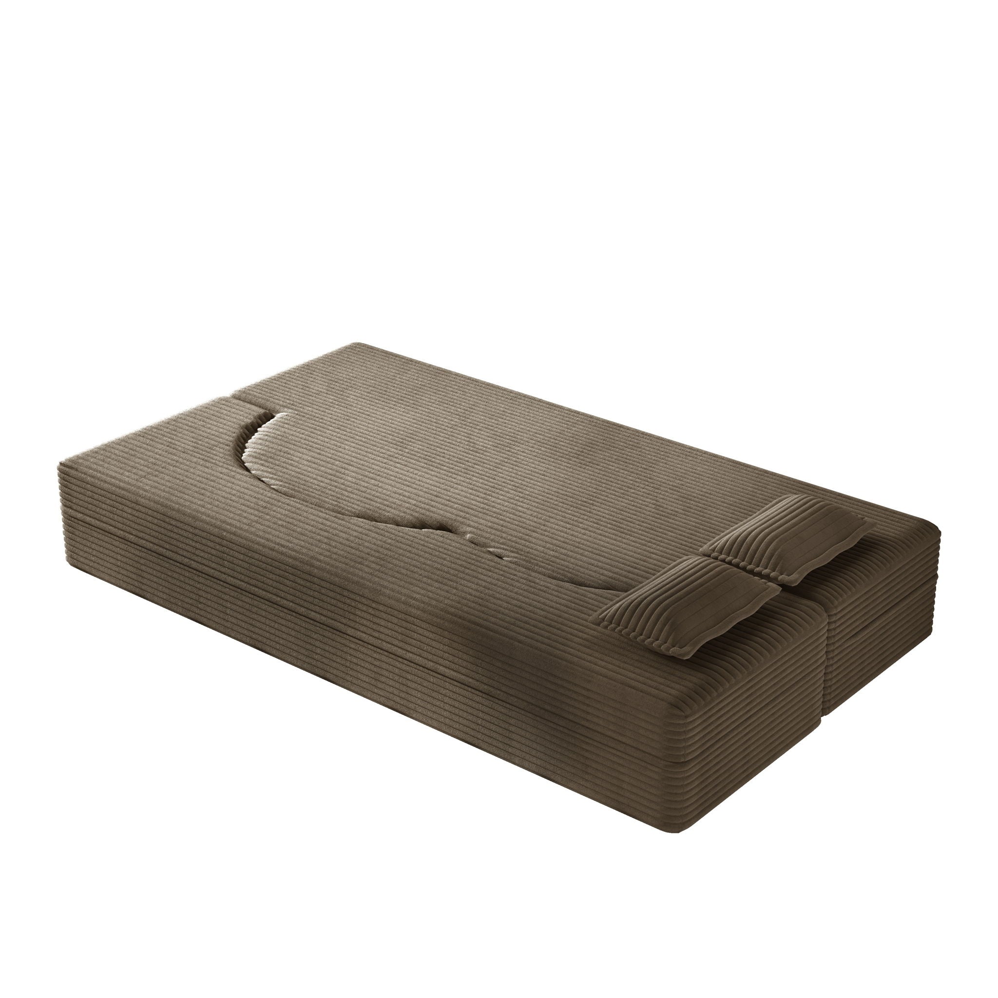 Modern Floor Sofa With 2 Pillows, Convertible Twin Size Folding Mattress For Living Room