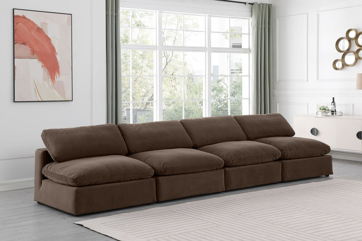 Comfy - Velvet Modular Armless Sofa 4 Seats