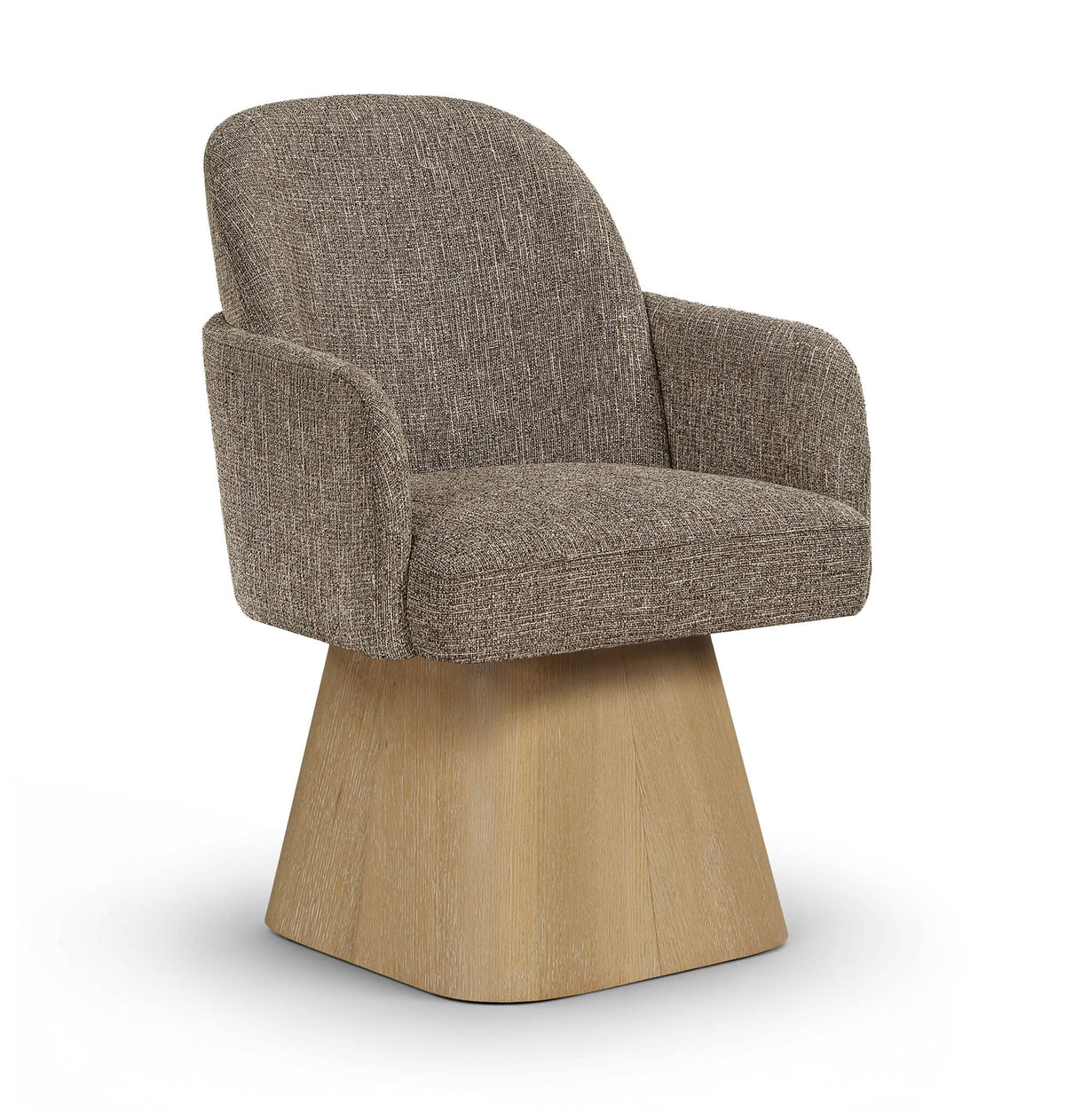 Marlowe - Linen Textured Fabric Upholstered Swivel Dining Arm Chair - Stained Natural
