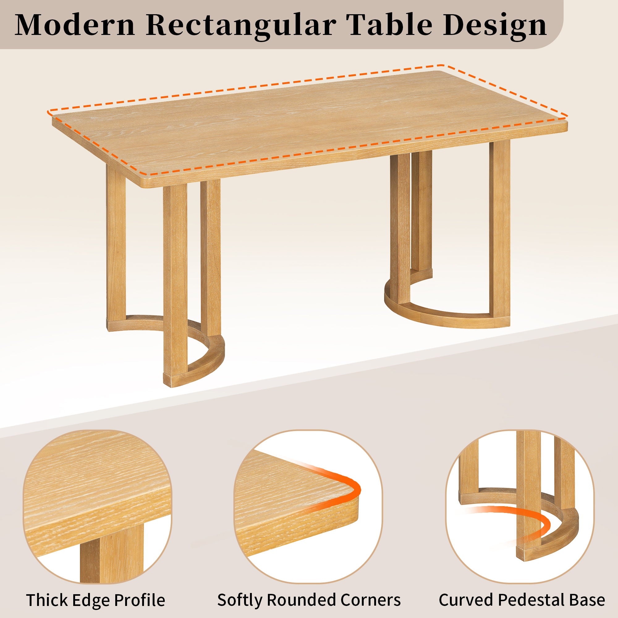 Rectangular Dining Table Set For 6 With Upholstered Barrel Back Chairs