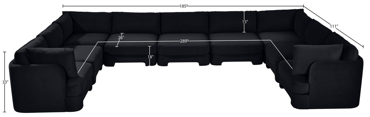 Hammond - Velvet Performance Fabric Upholstered 9 Piece Sectional