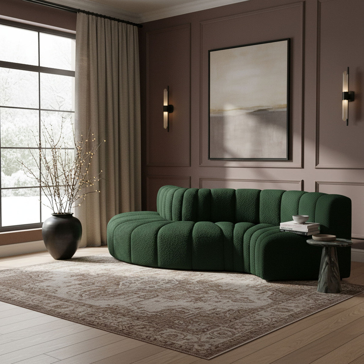 Arc - Boucle Fabric 5 Piece Modular Sofa