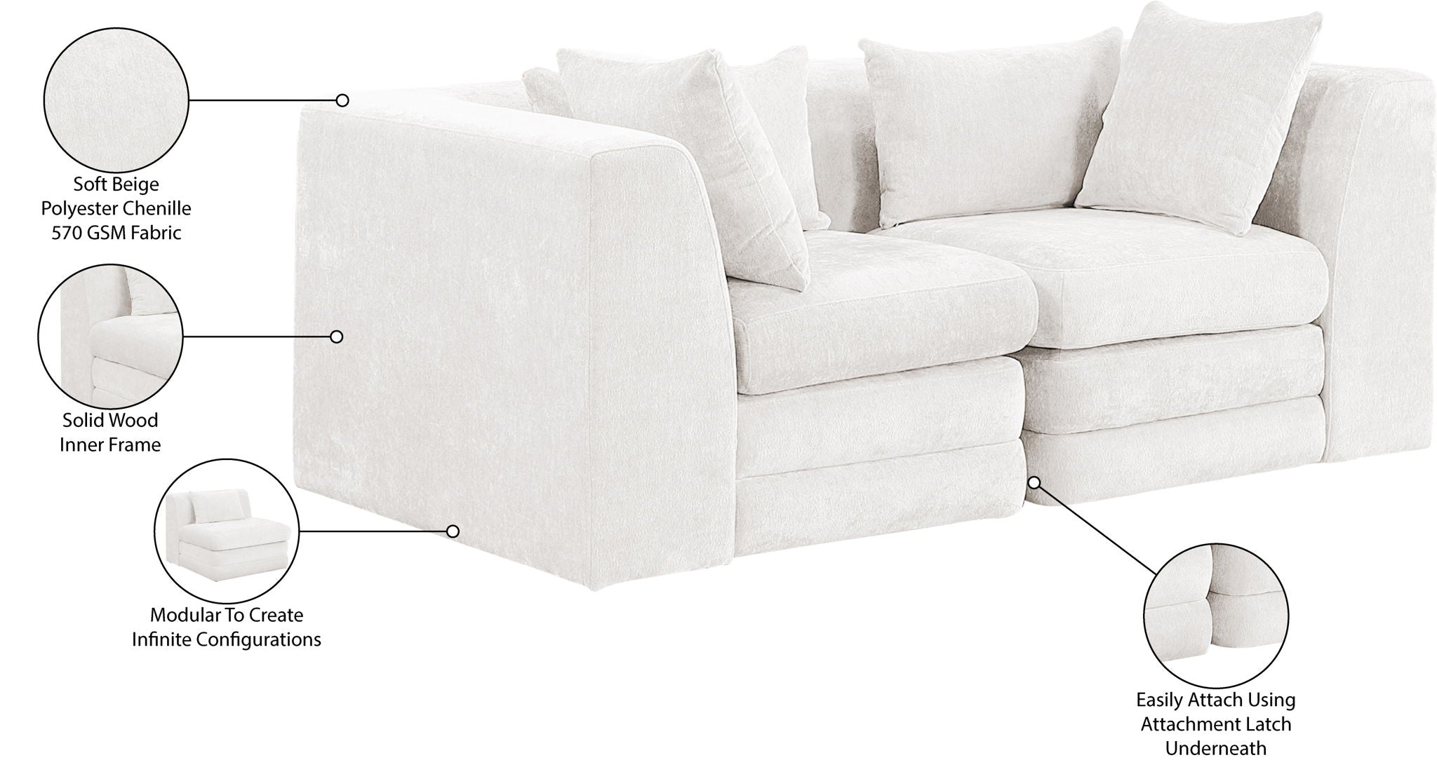 Stellar - 2 Piece 76" Upholstered Modular Loveseat