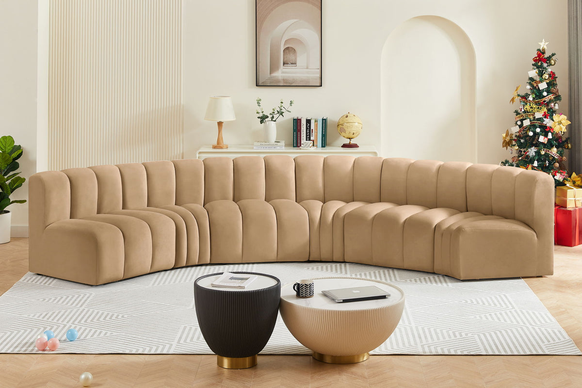 Arc - Velvet 6 Piece U-Shaped Modular Sofa