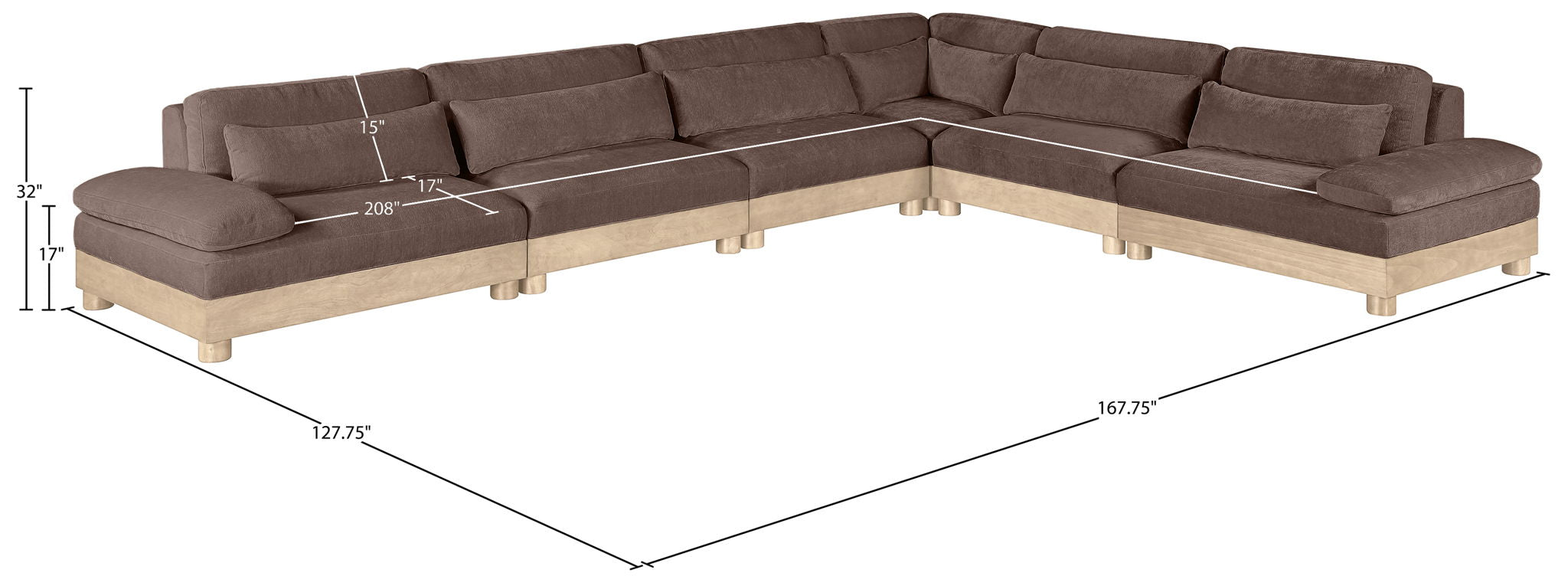 Turin - Chenille Fabric Upholstered Modular Sectional - Brown