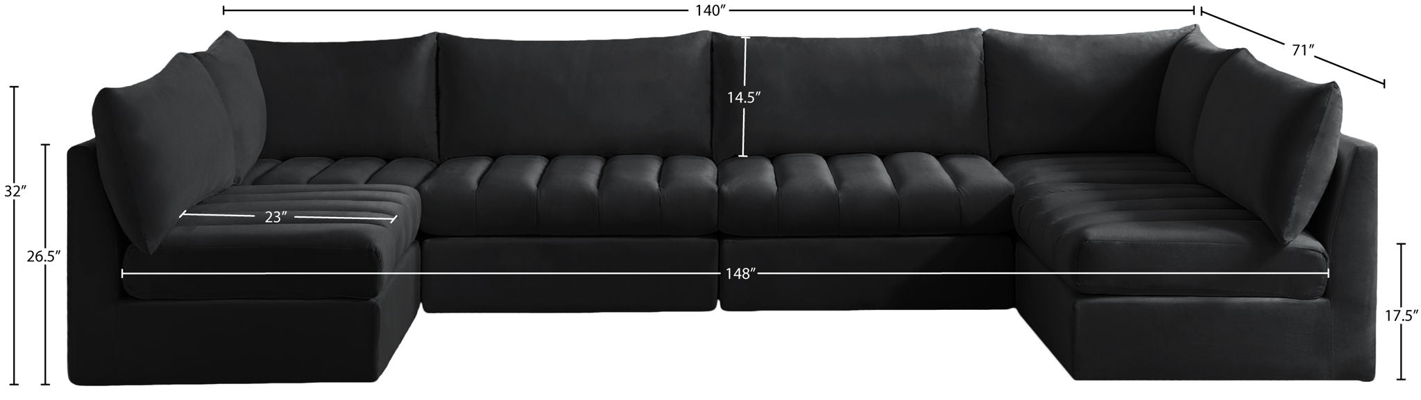 Jacob - Modular U-Shaped Sectional 6 Piece