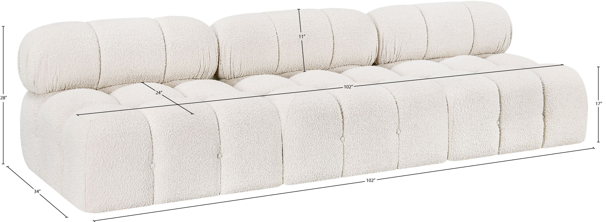 Ames - 3 Seat Modular Armless Sofa