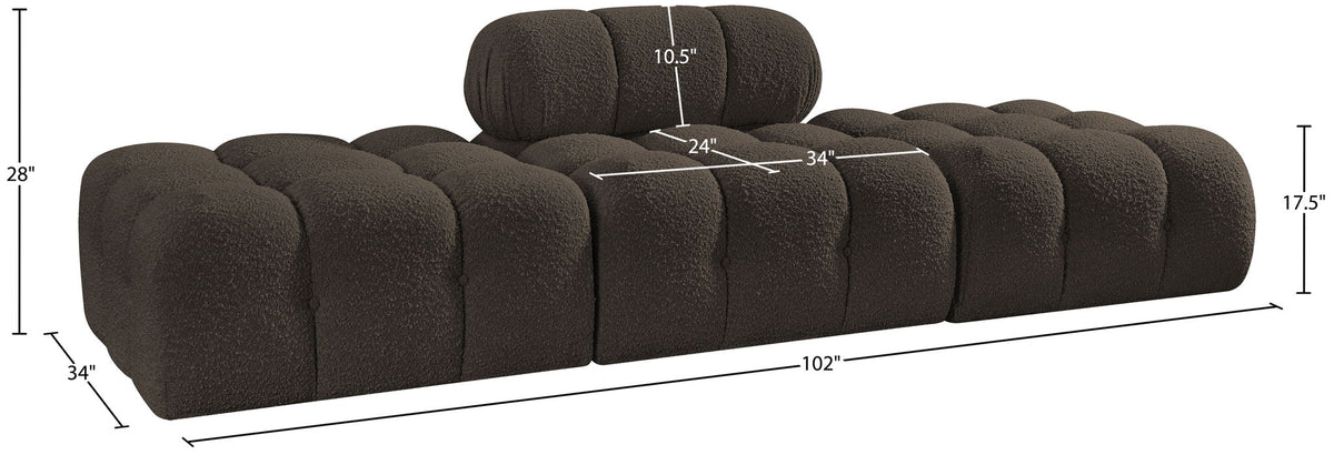 Ames - 3 Piece Boucle Upholstered Modular Sofa With 2 Backless Seats