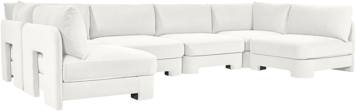 Hammond - Velvet Performance Fabric Upholstered 6 Piece U-Shaped Armless Sectional