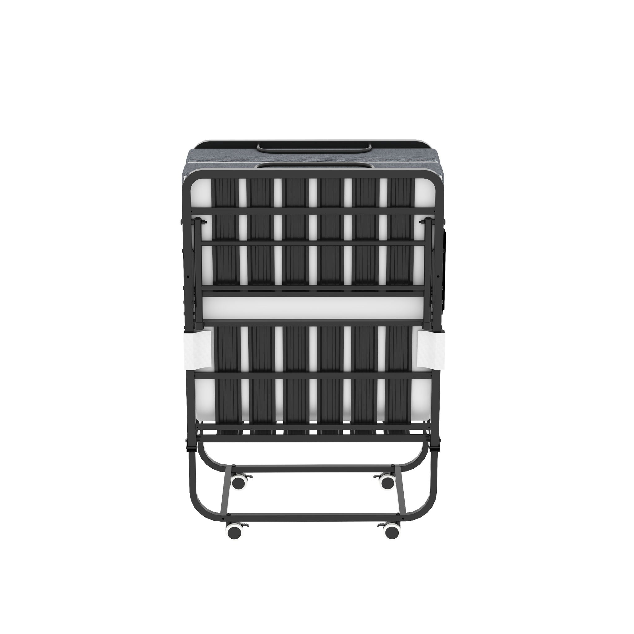 Twin Folding Bed With Memory Foam Mattress, On Wheels, Portable Bed For Adults & Guests - Black
