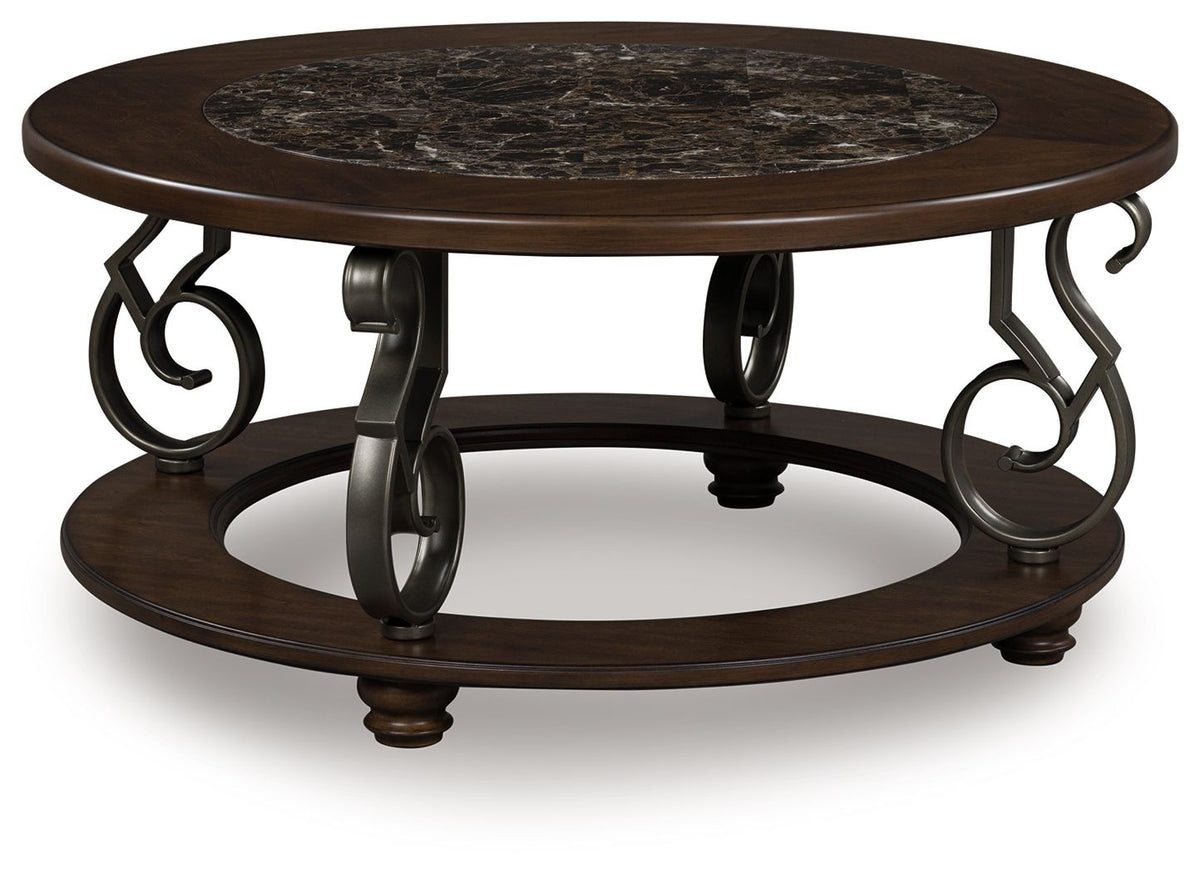Frallyn - Round Cocktail Table - Dark Brown