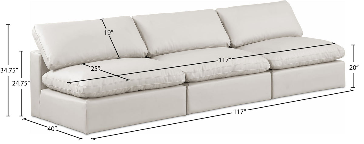 Comfy - Faux Leather Modular Armless Sofa 3 Seats