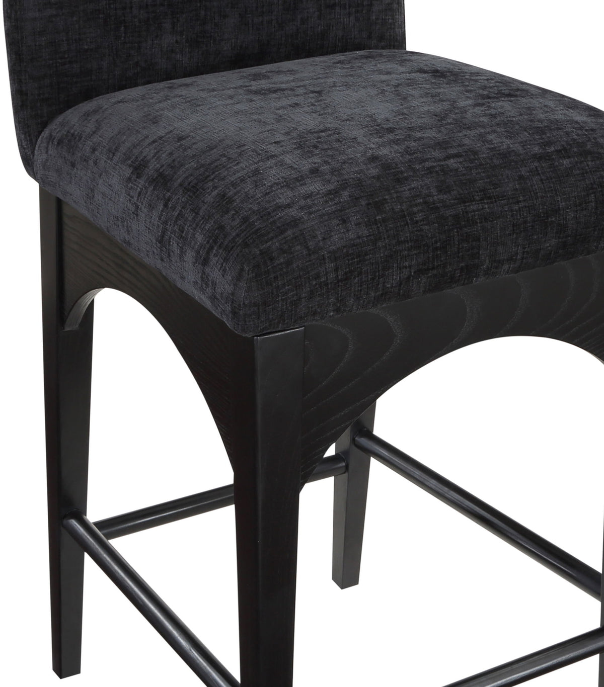 Waldorf - Chenille Stool With Black Legs