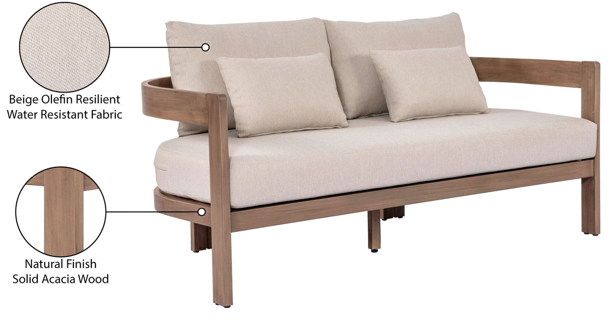 Newport - Water Resistant Fabric 65" Upholstered Outdoor Patio Loveseat