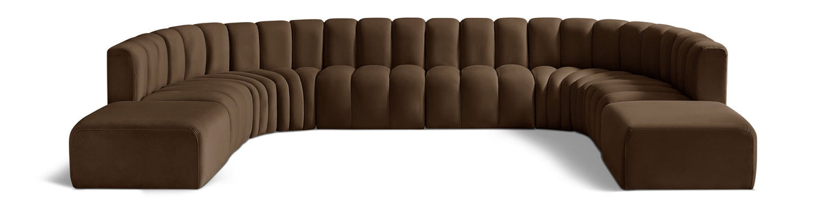 Arc - Velvet 10 Piece Modular Sofa - Brown
