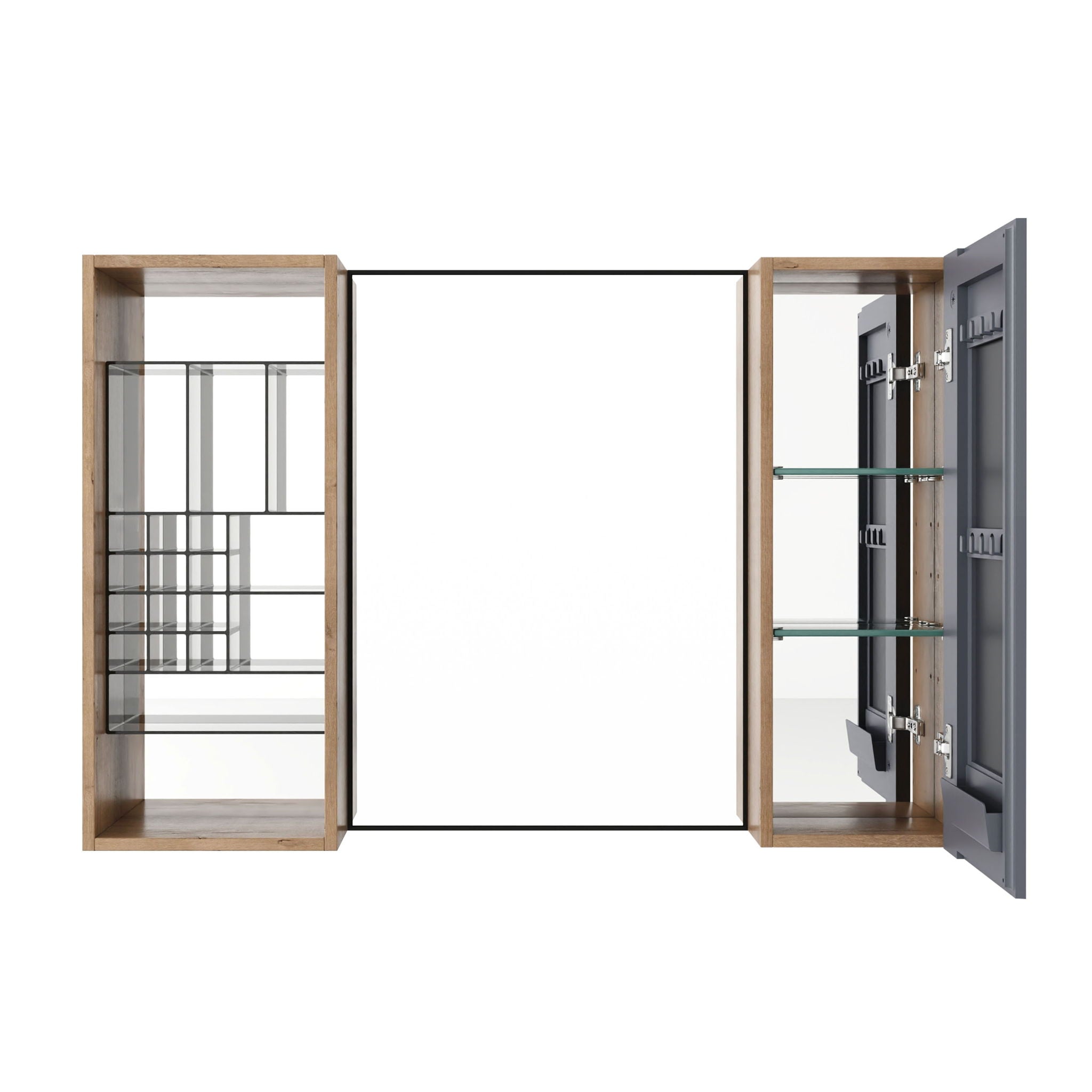 41.3" Wall Mounted Bathroom Cabinet With Adjustable Shelves Storage Unit - Imitative Oak