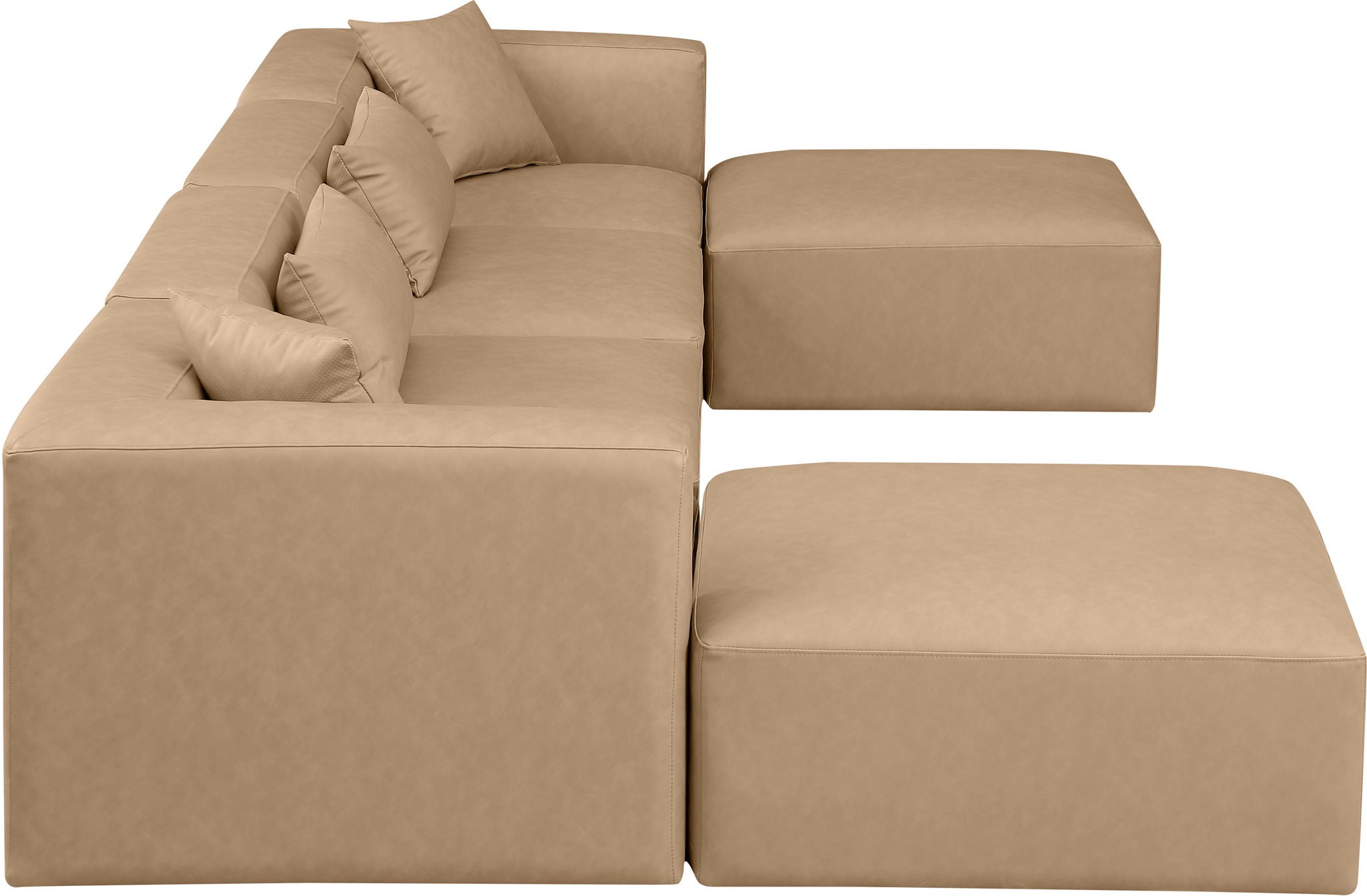Cube - 6 Piece Modular Double Chaise Sectional - Tan