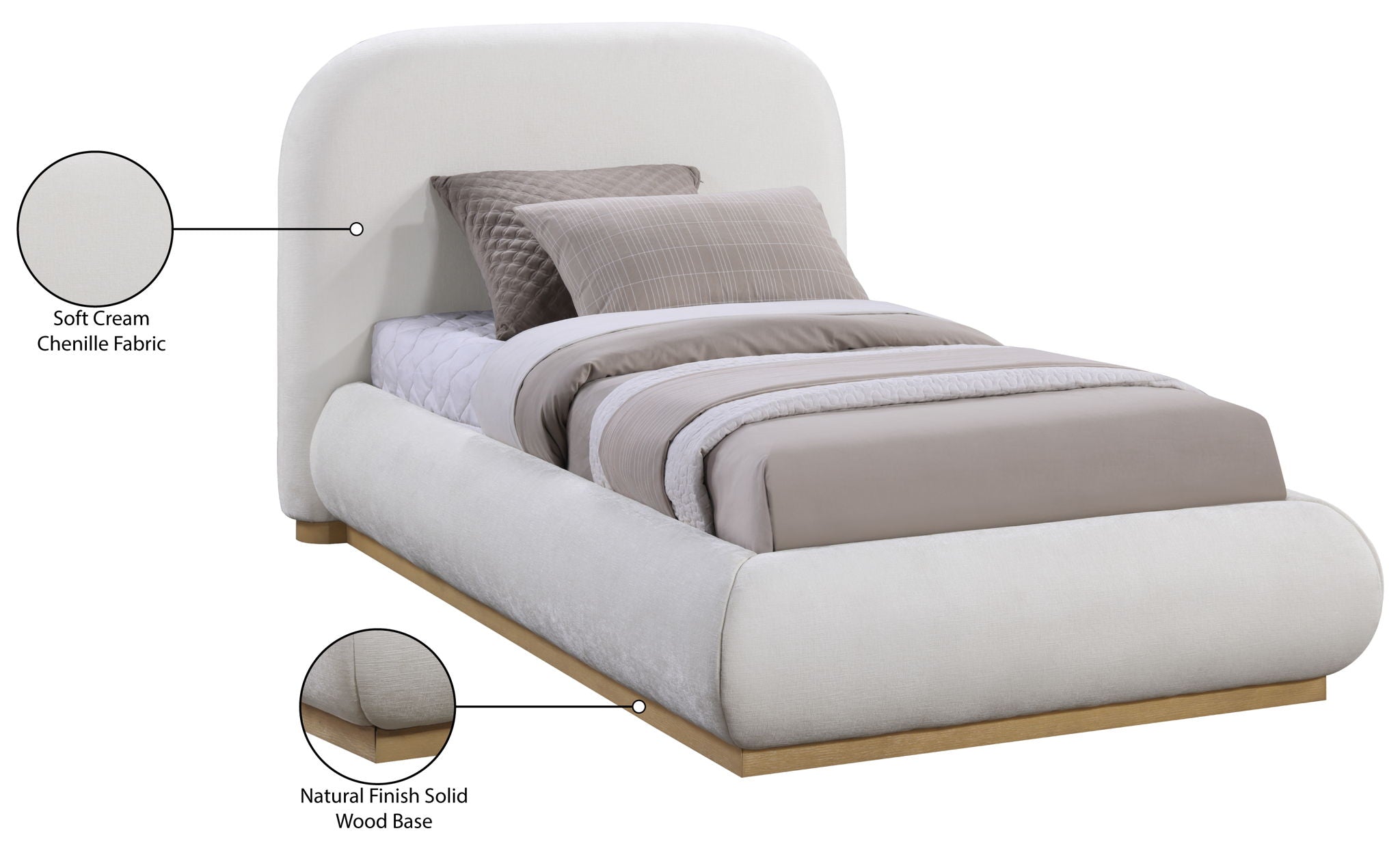 Vaughn - Chenille Bed With Natural Base