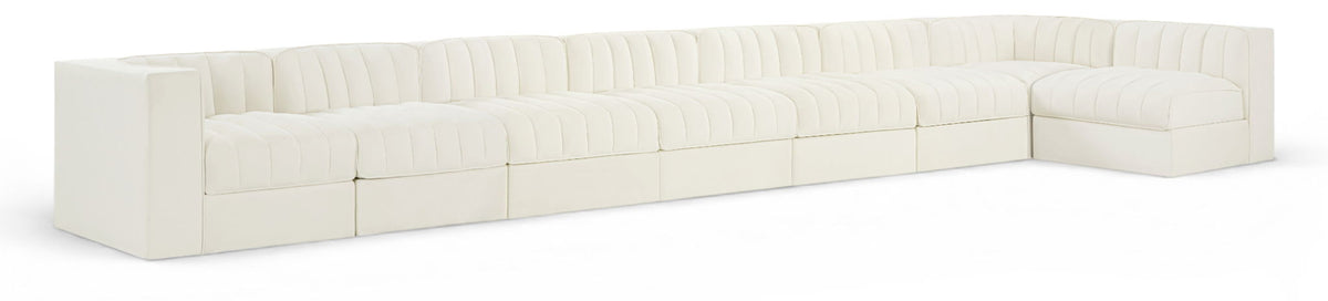 Rummi - Velvet Performance Fabric Upholstered 8 Piece Modular Sectional, L-Shaped (Right)