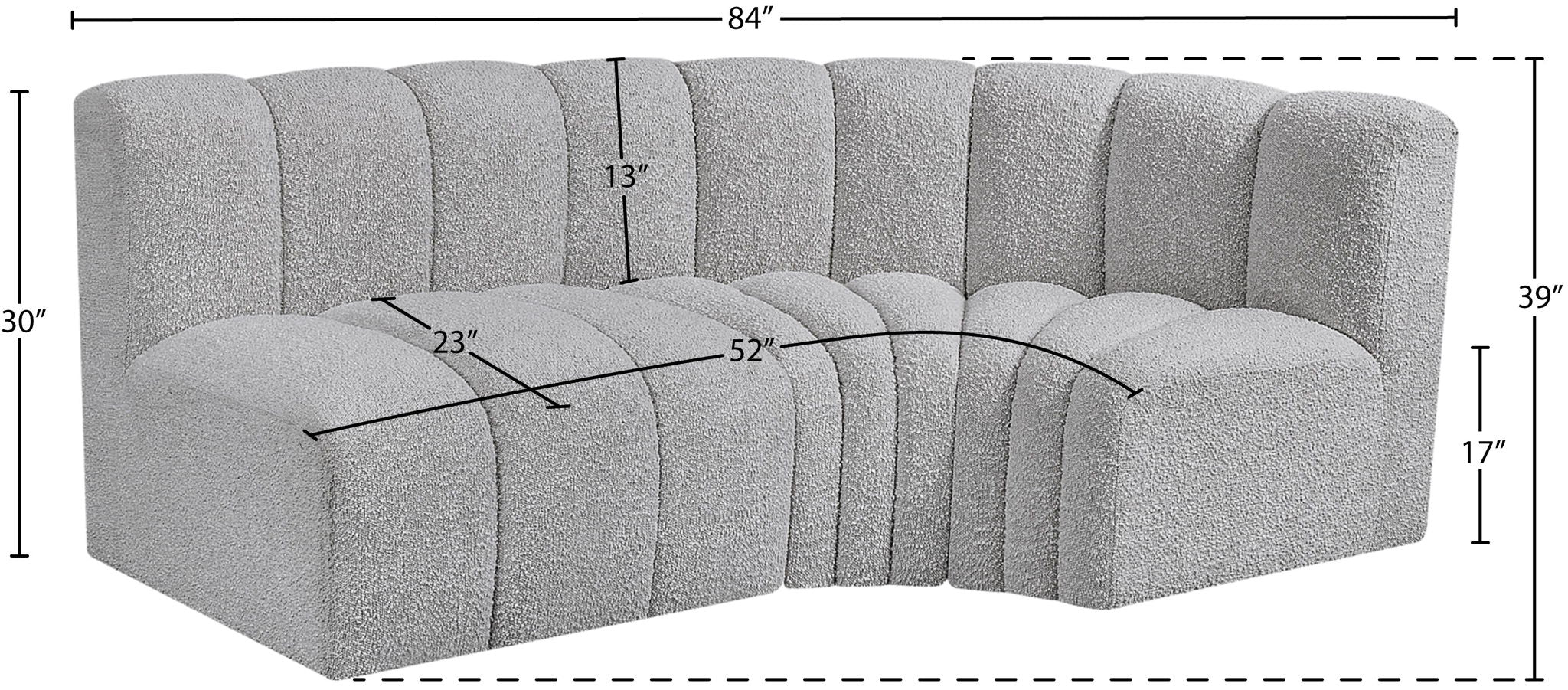 Arc - Boucle Fabric 3 Piece Sofa