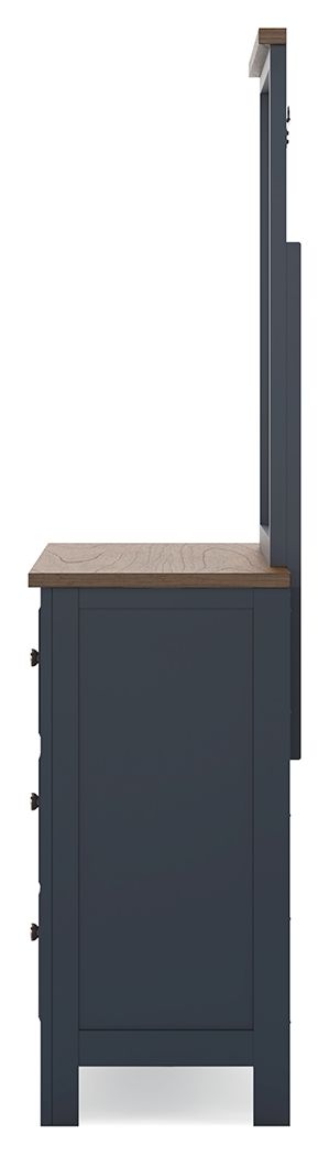Landocken - Dresser and Mirror - Brown / Blue