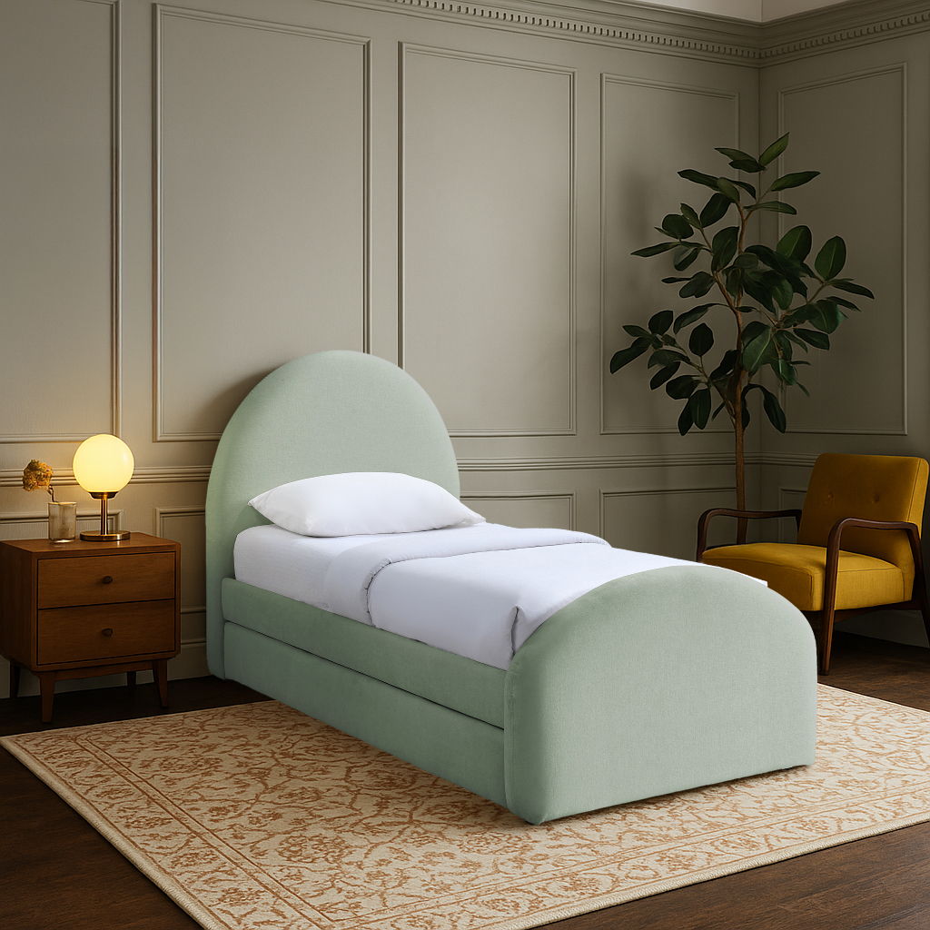 Andaz - Chenille Fabric Upholstered Trundle Bed