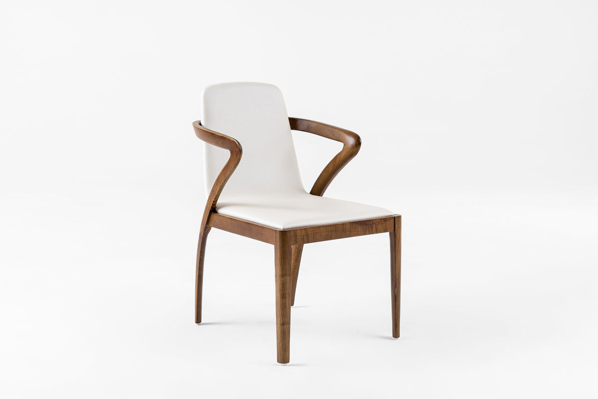 Falcon Mid-Century Walnut and Cream Dining Chair