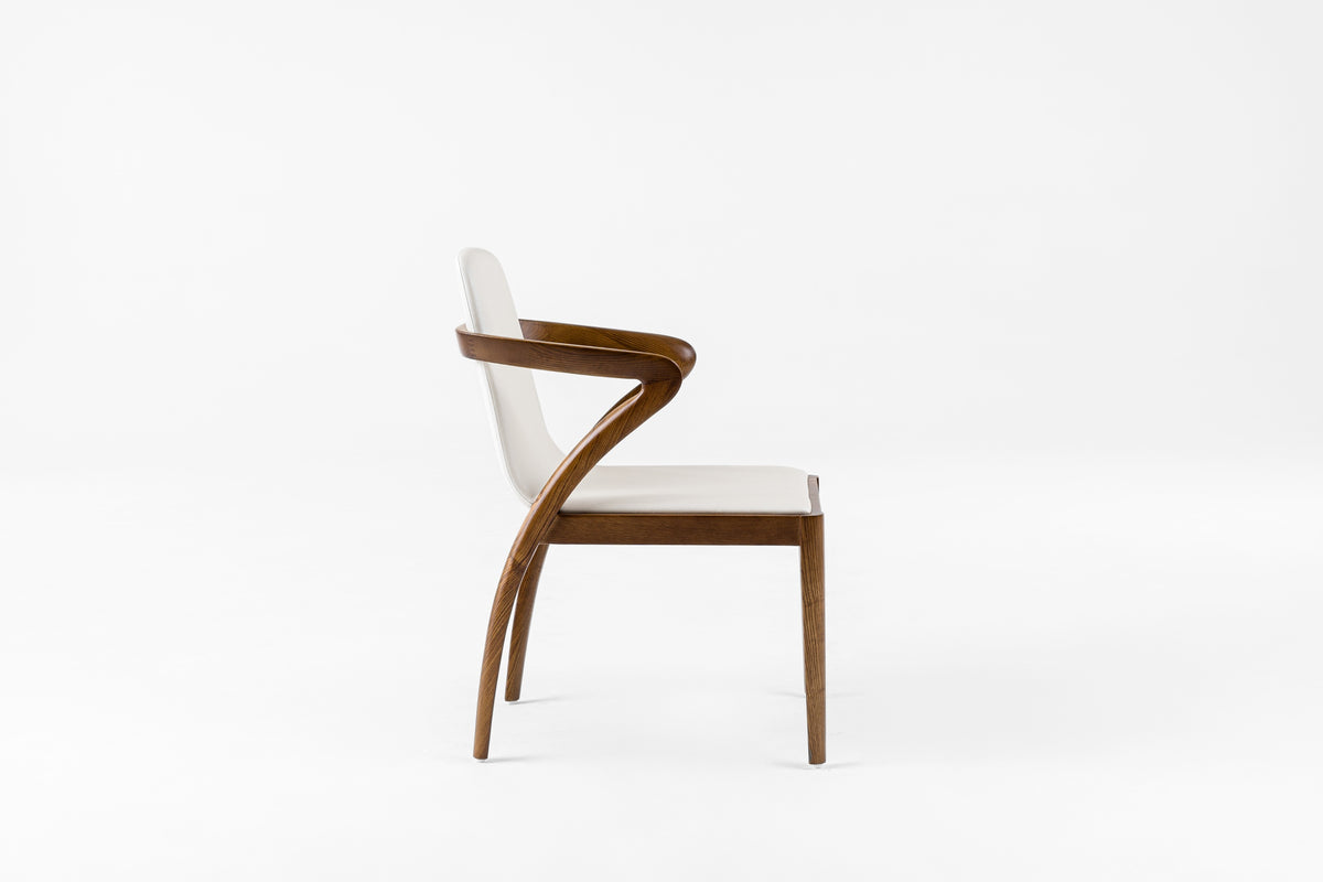Falcon Mid-Century Walnut and Cream Dining Chair