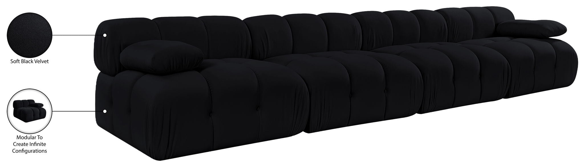 Orin - Velvet 4 Piece Modular Sofa