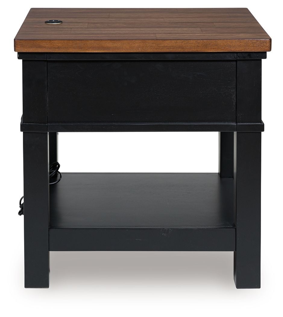 Wildenauer - Rectangular End Table - Brown / Black