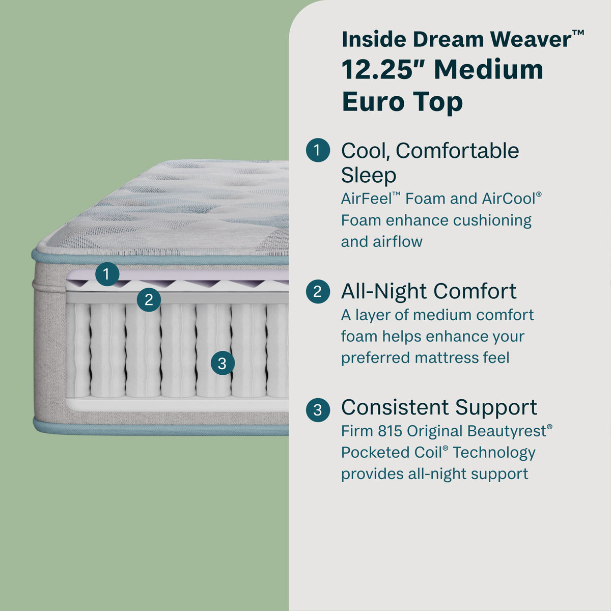 Dream Weaver - 12.25" Medium Euro Top Mattress