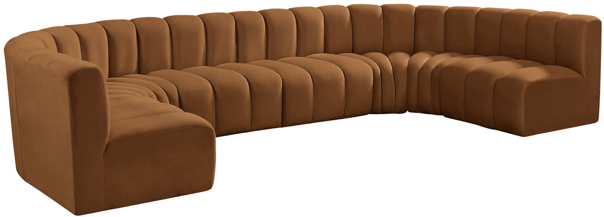 Arc - Velvet Modular U-Shaped Sectional - Saddle