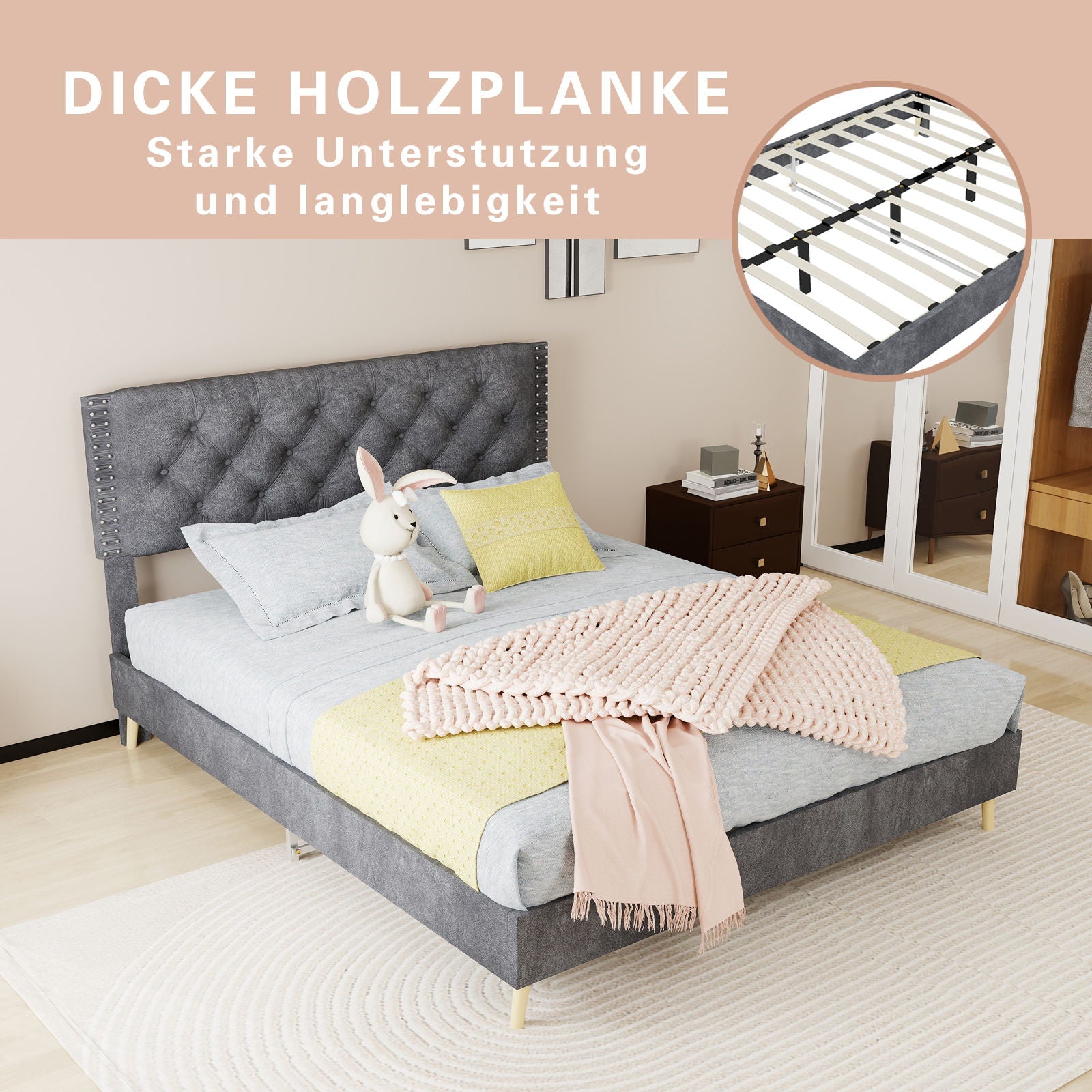 Upholstered Bed With Tufted Headboard