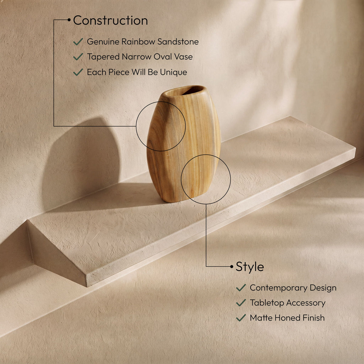 Sadie - Sandstone Vase - Sand