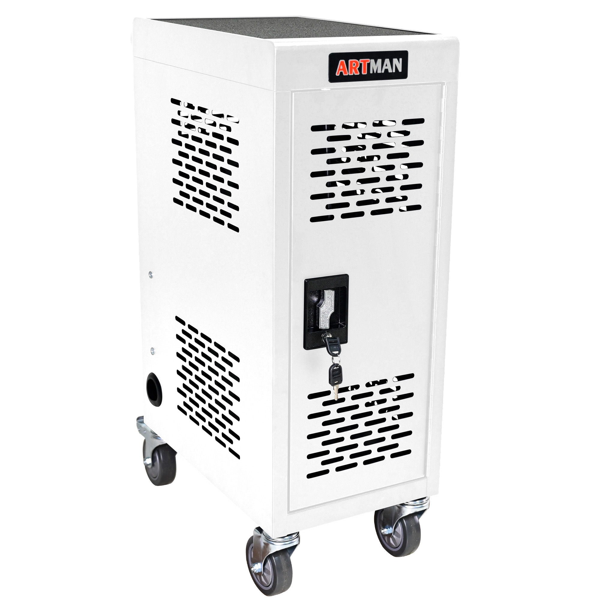 16 Bay Mobile School Charging Cart Station For Chromebook, Tablet And Laptop Computer With Power Strip Included - White