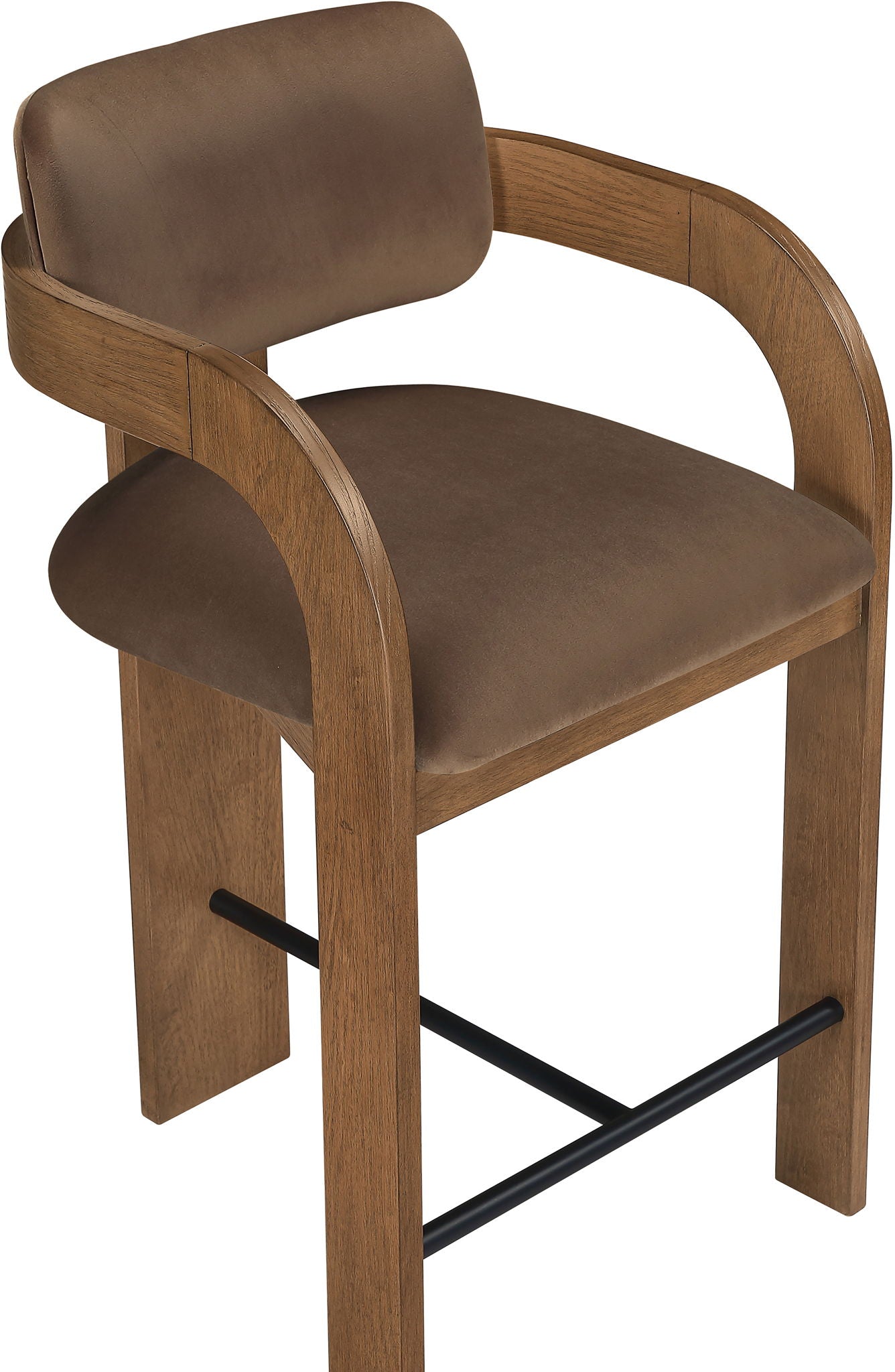 Cedra - Velvet Performance Fabric Upholstered Counter Stool - Brown Frame