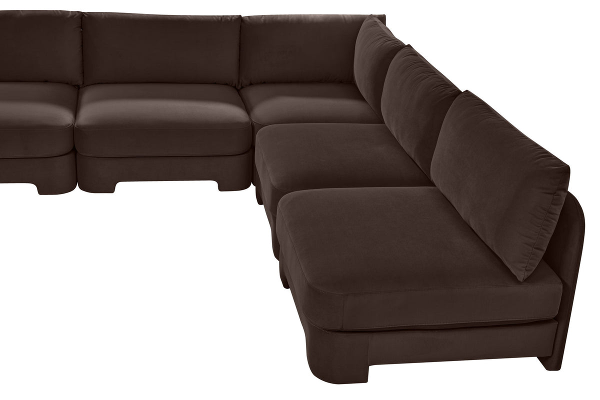 Hammond - Velvet Performance Fabric Upholstered 5 Piece Armless Sectional
