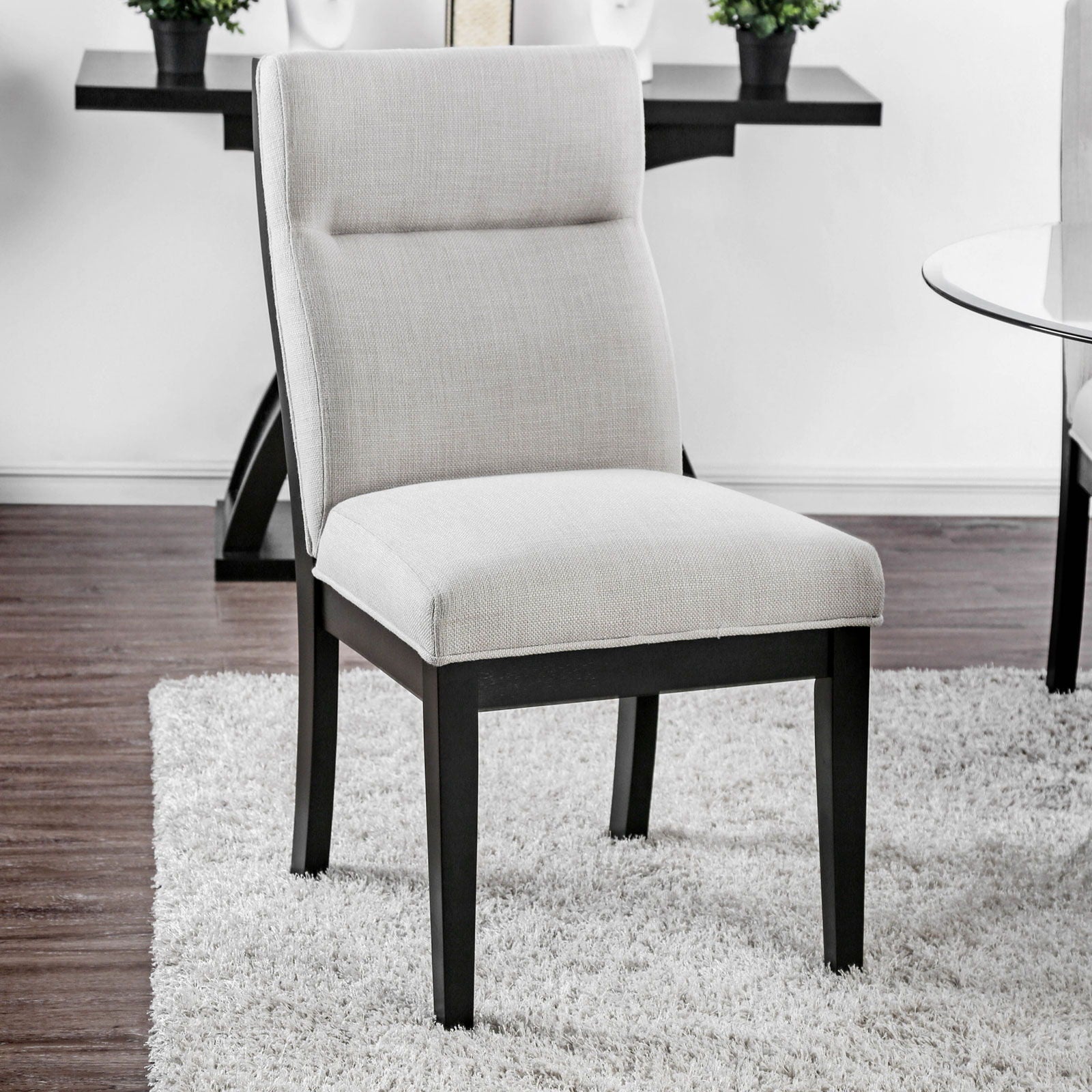 2 Tone Chairs With Tapered Legs (Set of 2) - Beige / Black / Black