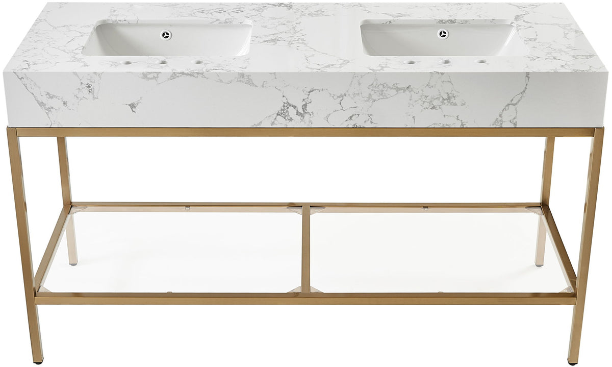Marmo - Engineered Marble Bathroom Vanity With Gold Base
