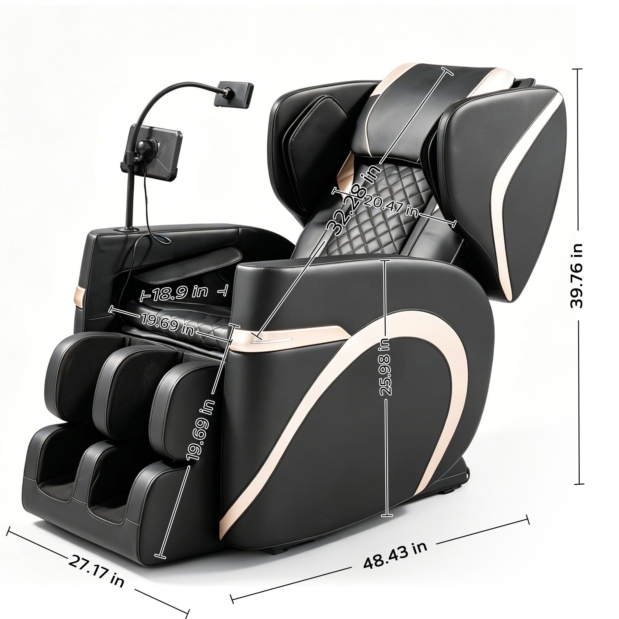 Zero Gravity Massage Chair Recliner & 10 Massage Heads And Full Body Air Pressure - Black