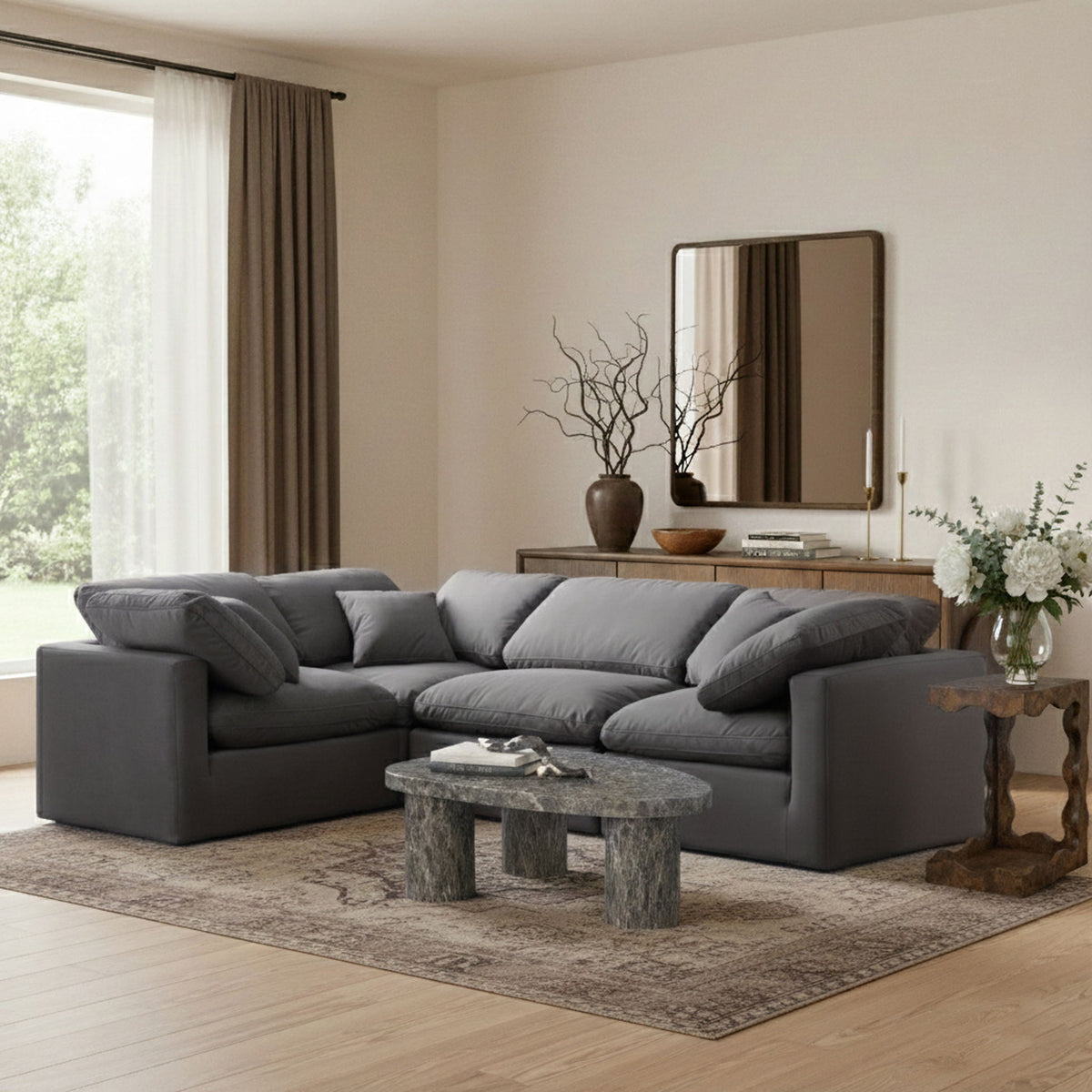 Indulge - Velvet 4 Piece Modular Corner Sectional