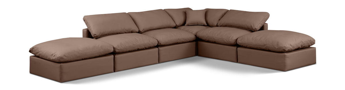 Indulge - Faux Leather 6 Piece Modular Armless Sectional