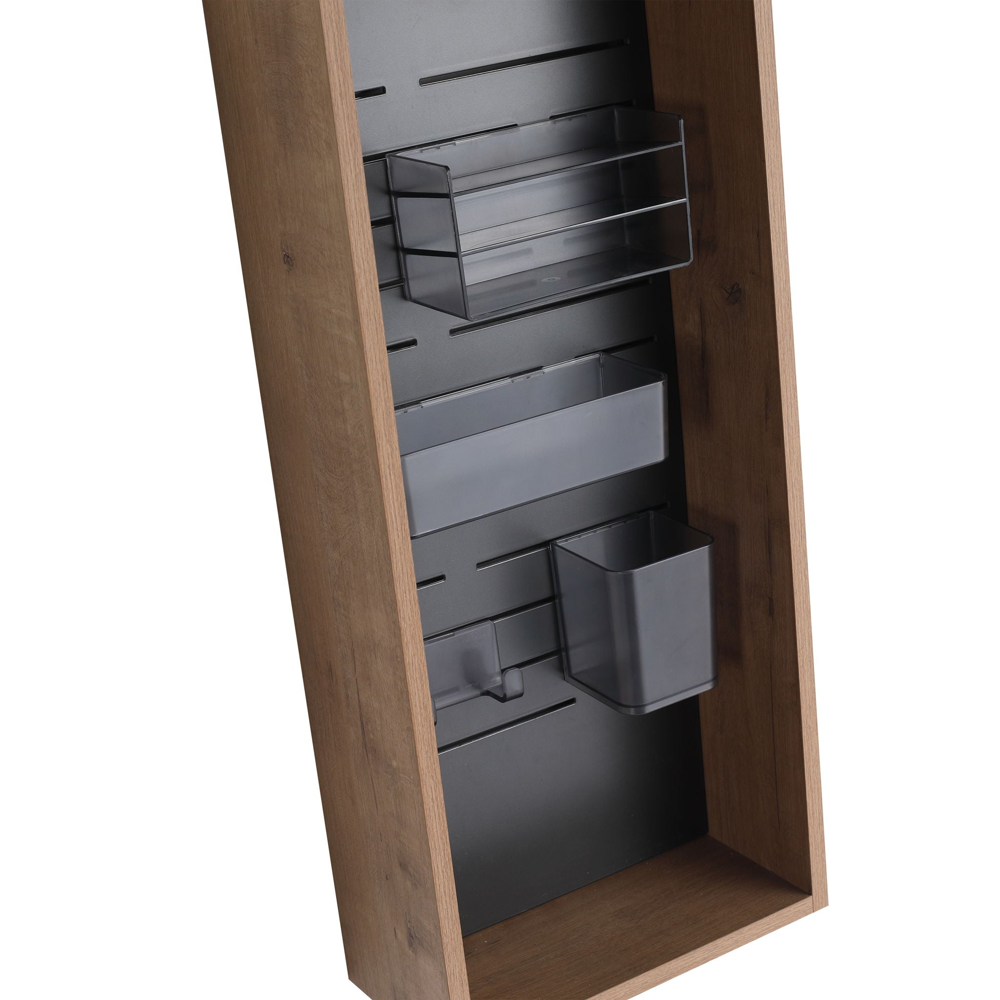 Wall Mounted Storage Cabinet With 4 Diy Accessories - Imitative Oak
