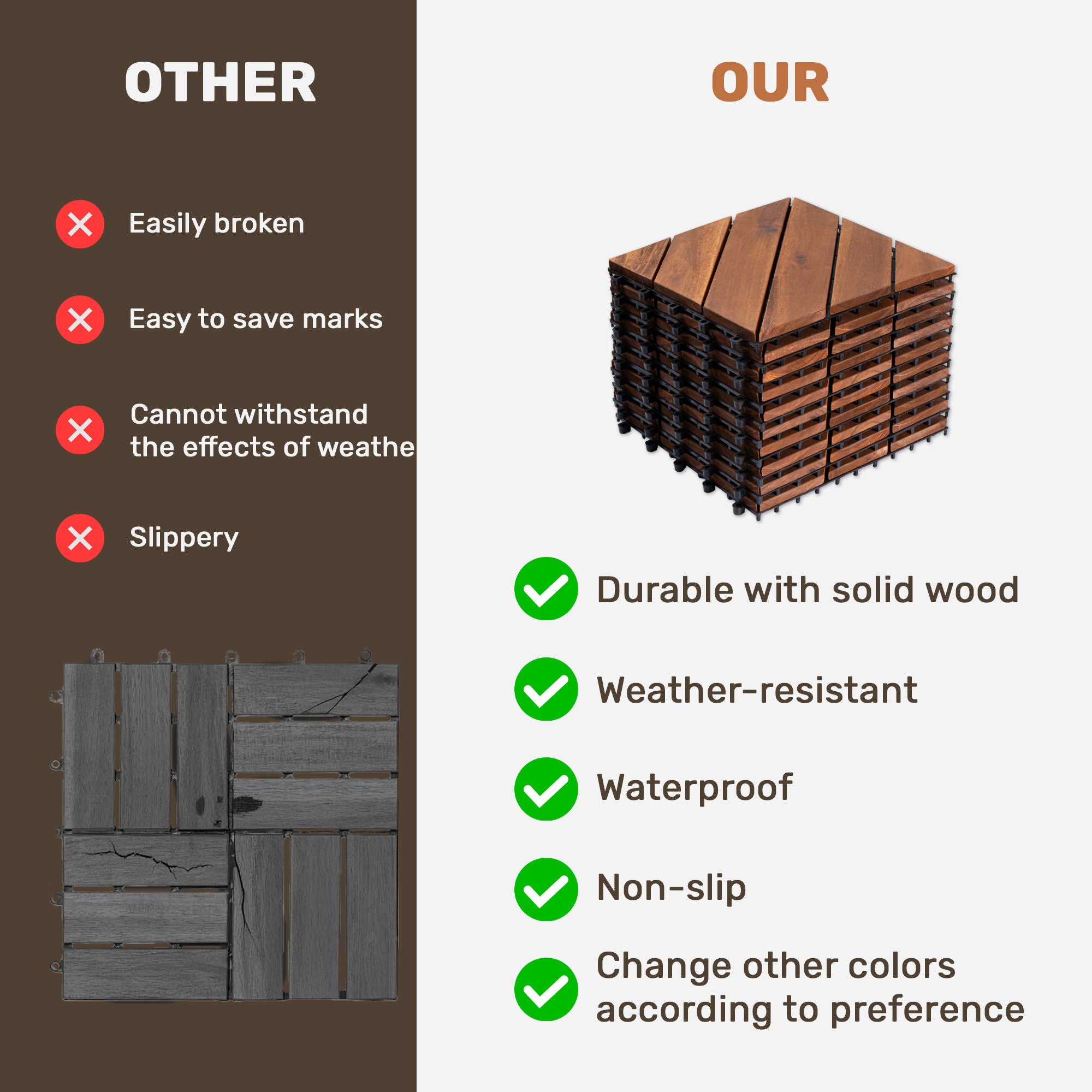 Interlocking Deck Tiles, Diagonal Pattern Outdoor Decking