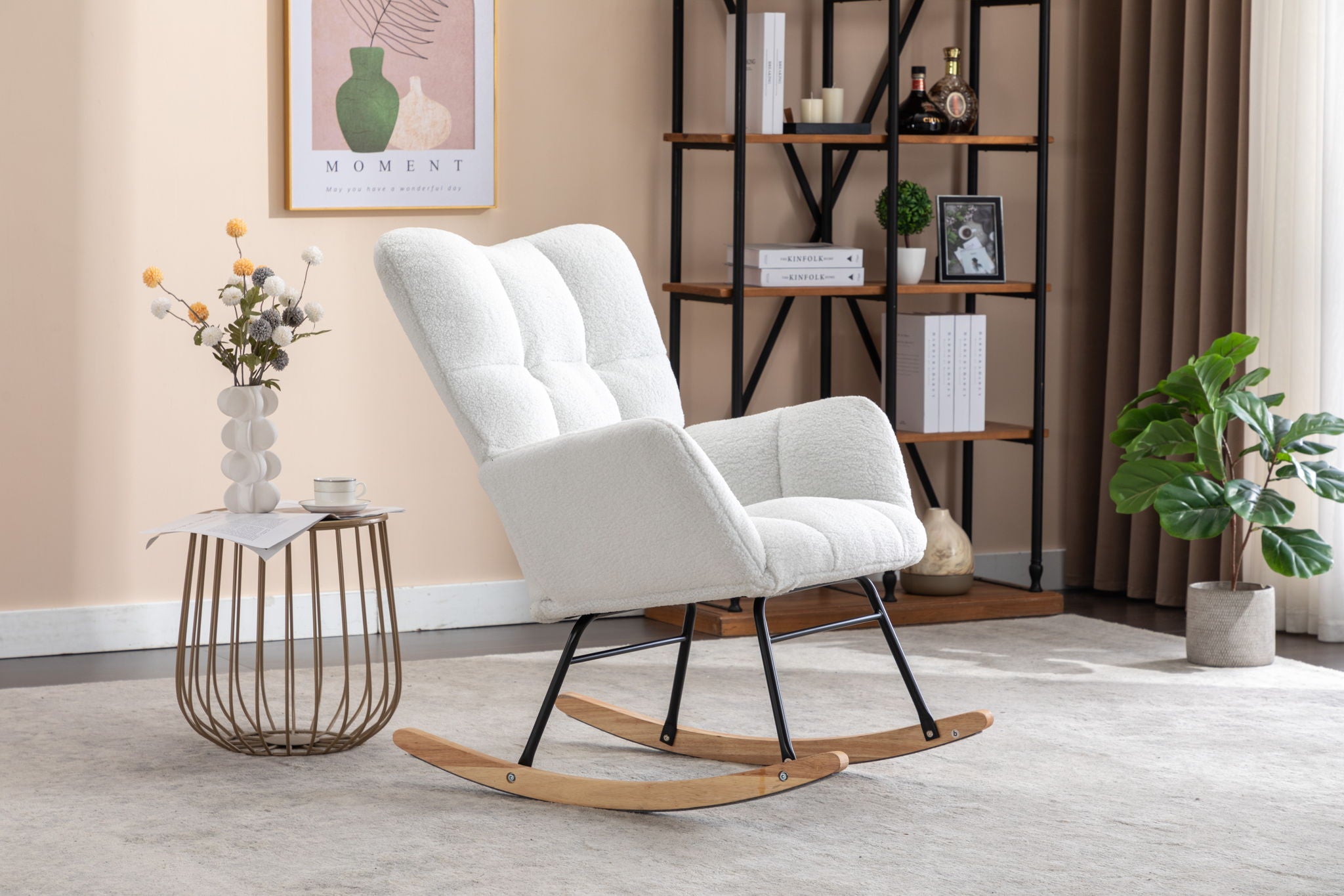 Rocking Gilder Chair For Living Room - Ivory