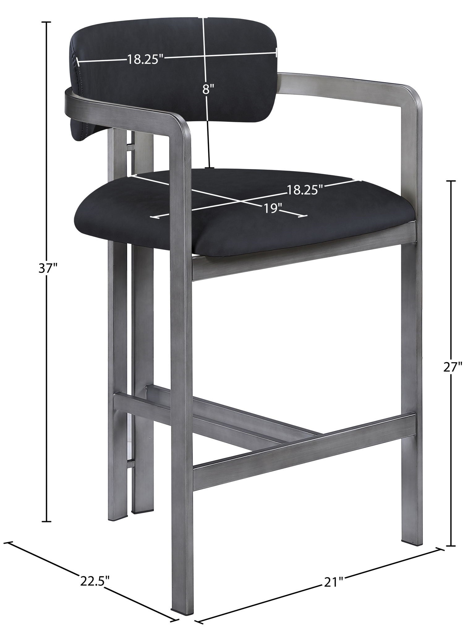 Aurum - Vegan Leather Upholstered Counter Stool With Gray Base