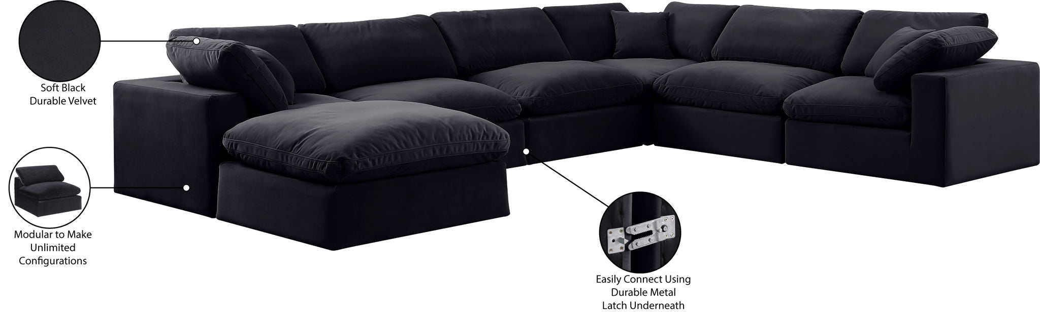 Comfy - 7 Piece Velvet Modular Sectional With Chaise