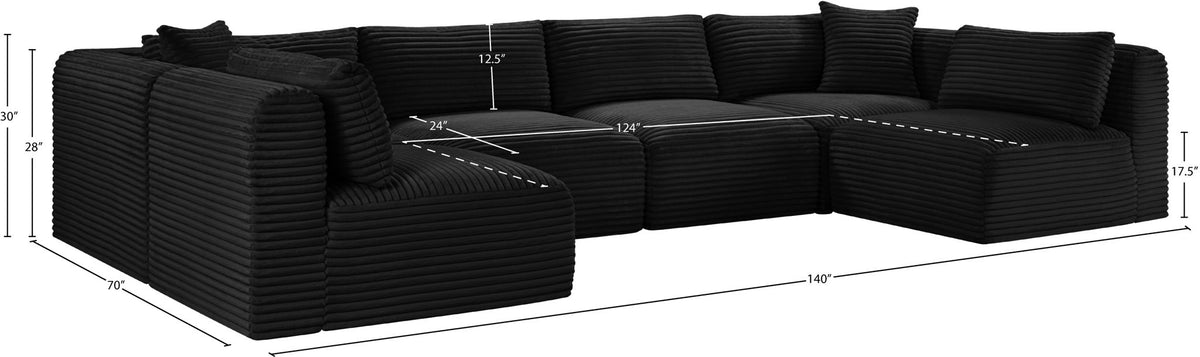 Shaggy - 6 Piece Modular U-Shaped Armless Sectional